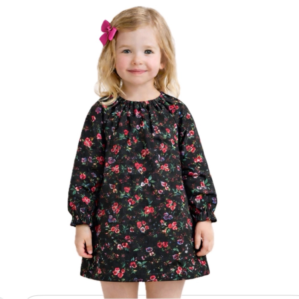 Hill House, NWT Taffeta Berry Floral on black, Size 3/4